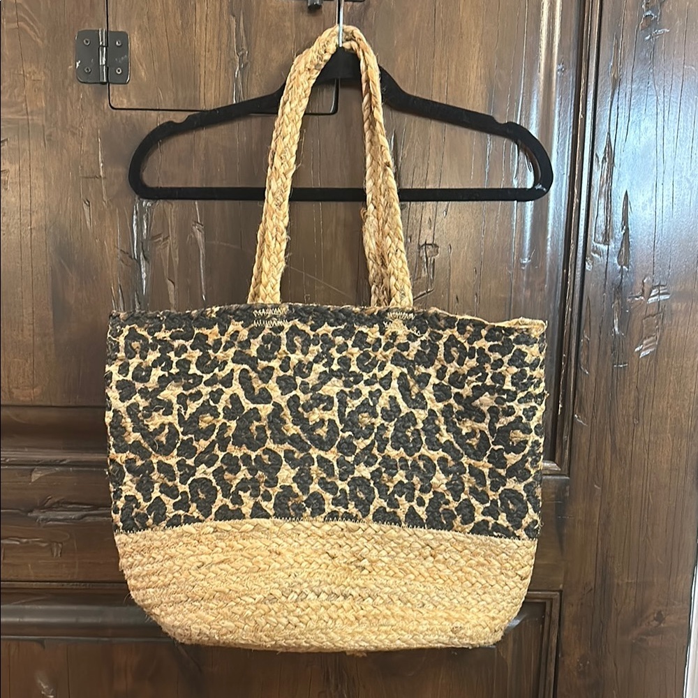 Brown and Tan Tote Bag with Leopard Design - Picture 4 of 4